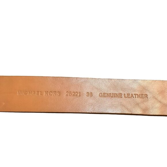 Michael Kors Brown Croc Embossed Genuine Leather Belt Gold Buckle Men Sz 36 FLAW - Picture 7 of 7